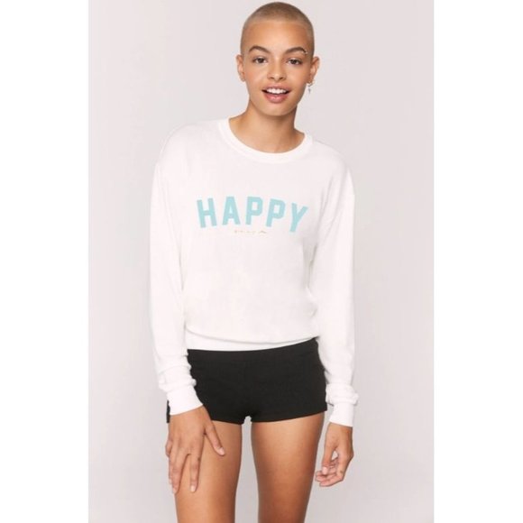 Spiritual Gangster Womens S Ivory Soft Hacci Happy - Picture 1 of 10